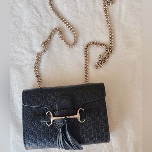 Gucci Microguccissima Mini Emily Shoulder Bag Black